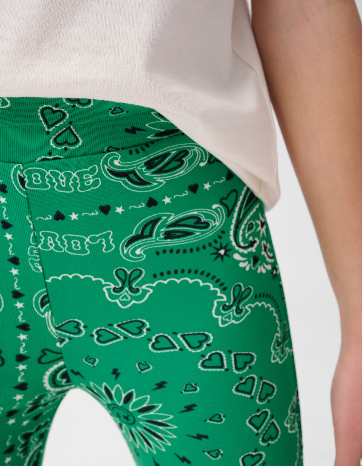 Printed Rib Flared Legging Groen SHOEBY GIRLS