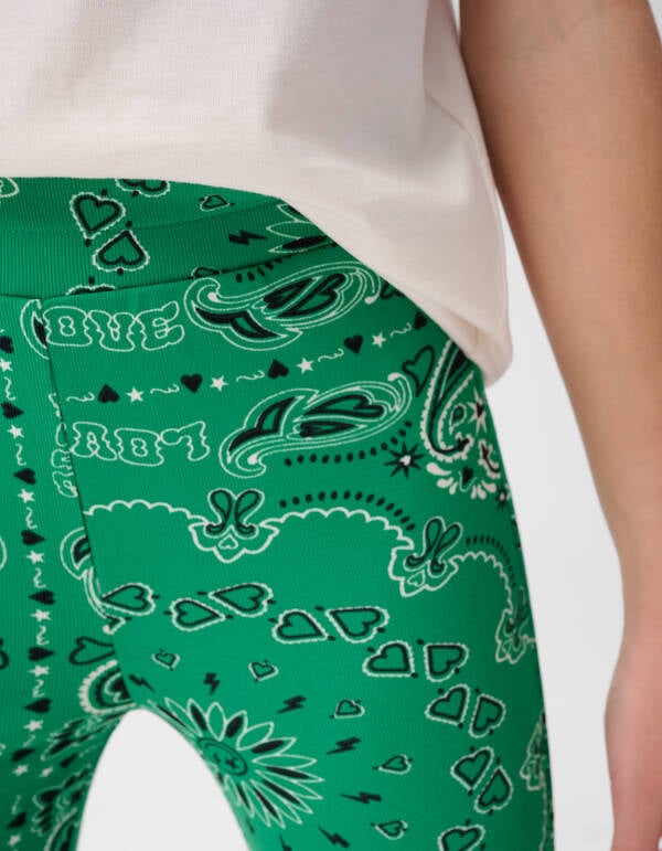 Printed Rib Flared Legging Groen SHOEBY GIRLS