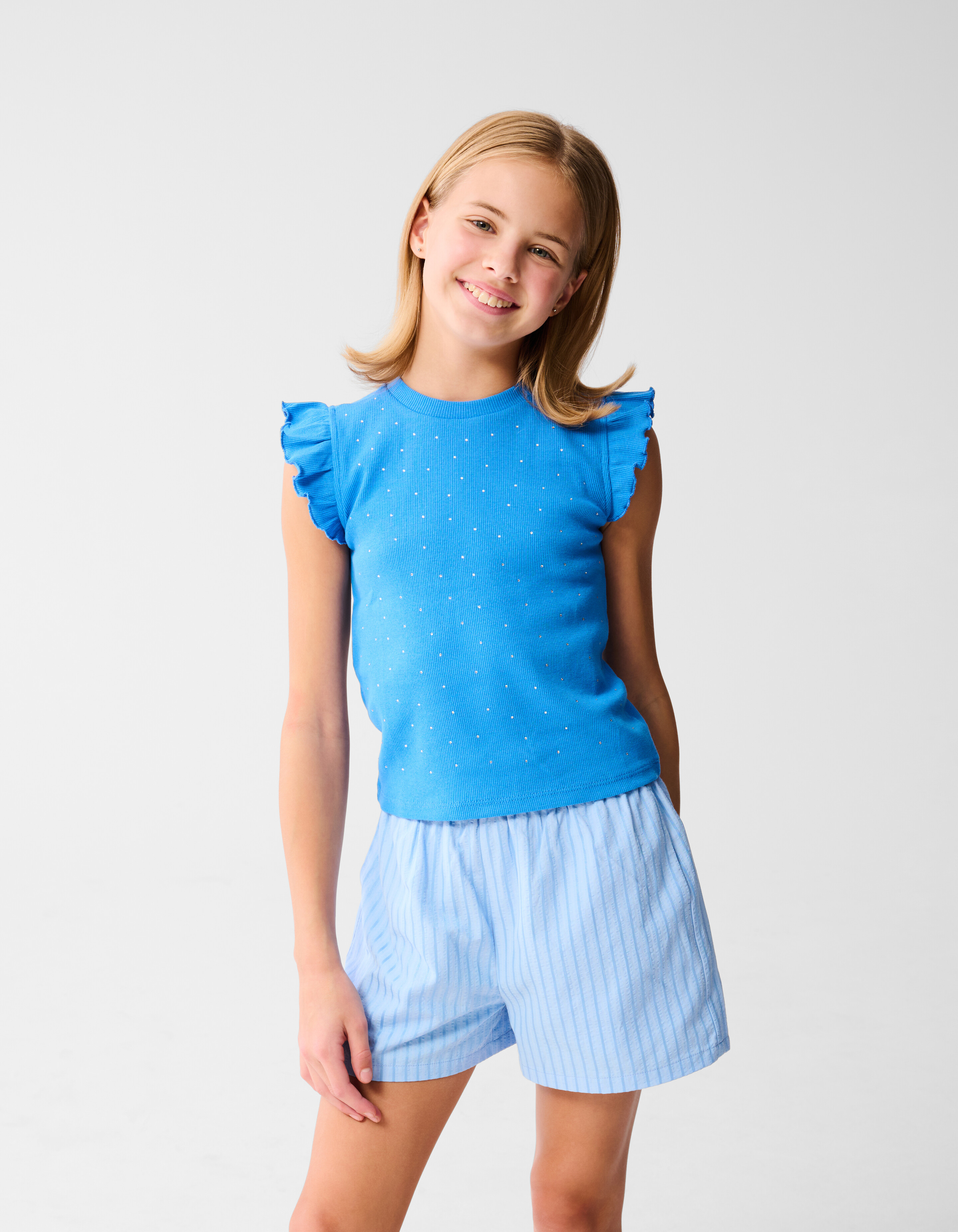 Strass Ruffle Top Blauw SHOEBY GIRLS