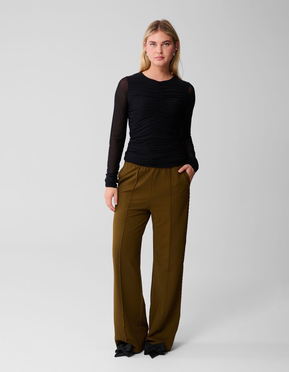 Studs Tape Wide Leg Broek Khaki SHOEBY WOMEN
