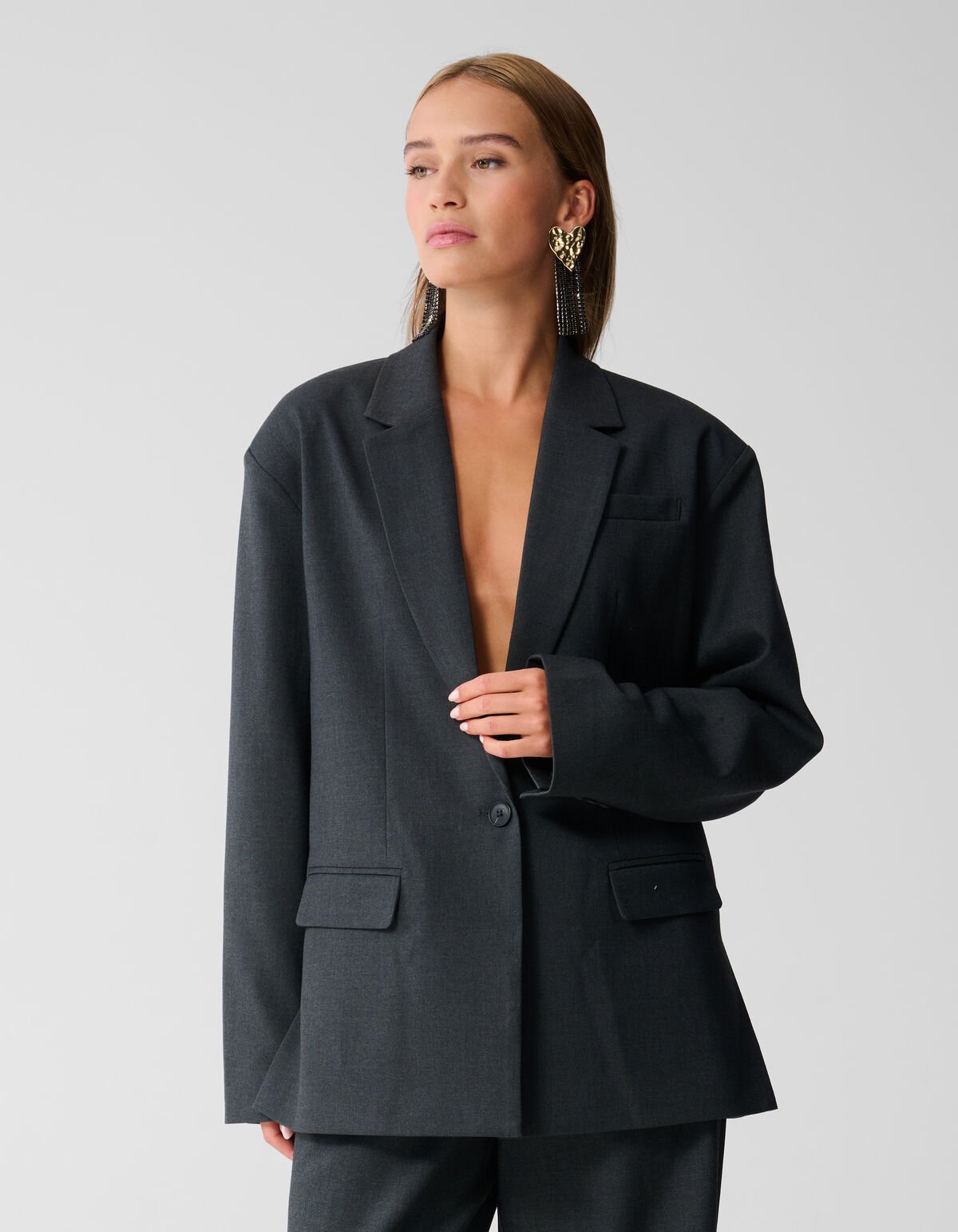 Oversized Blazer Donkergrijs SHOEBY WOMEN