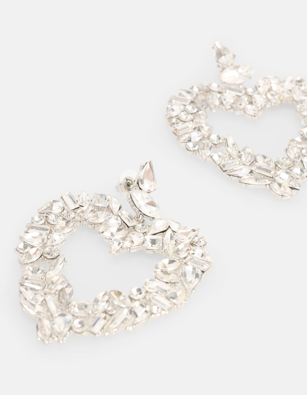 Strass Hartjes Oorbellen Zilver SHOEBY ACCESSOIRES