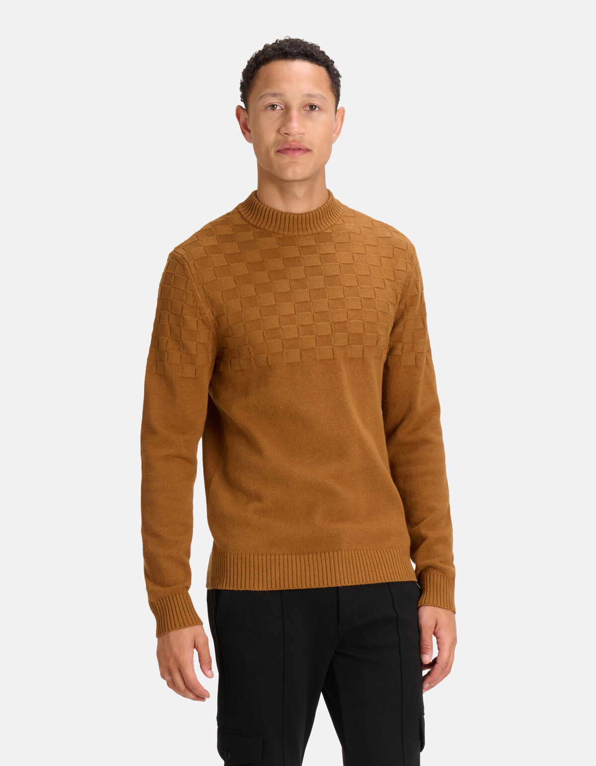 Geblokte Trui Bruin SHOEBY MEN