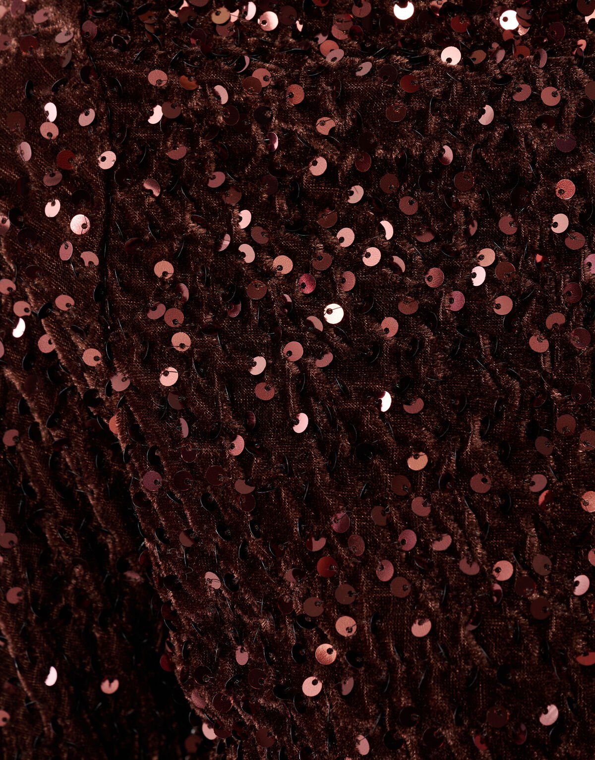 Sequin Flare Longsleeve Top Bruin SHOEBY WOMEN