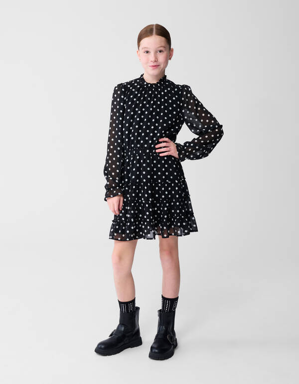 Polkadot Mini Jurk Zwart/Wit SHOEBY GIRLS