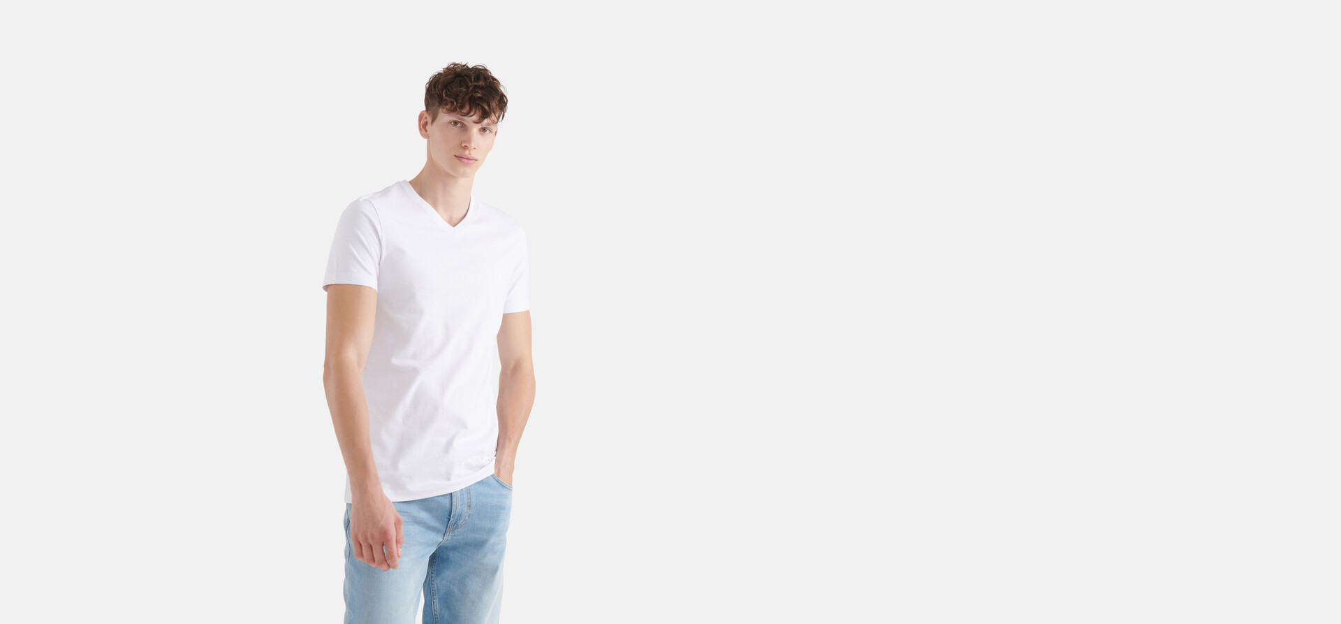 Basis V-hals T-shirt Wit Refill