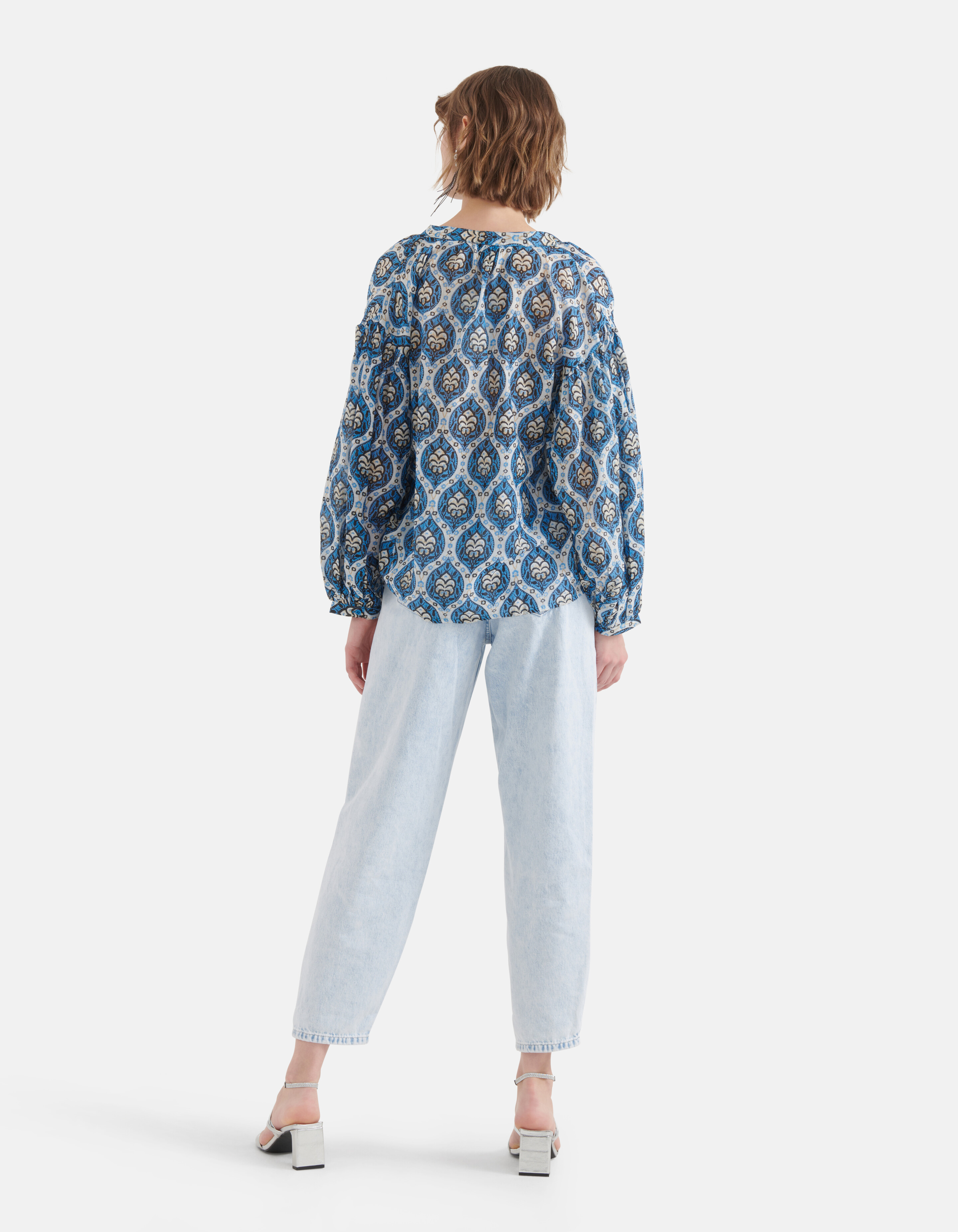 Printed Voile Blouse Blauw SHOEBY WOMEN