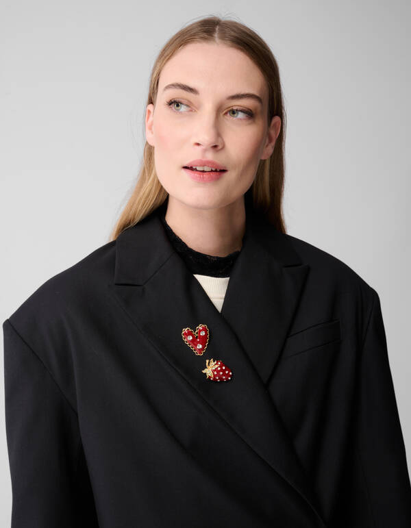 Strawberry Heart Broche Set Rood SHOEBY ACCESSOIRES