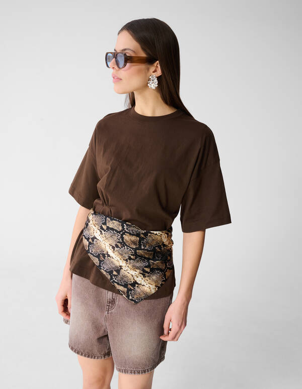 Oversized Knot T-shirt Bruin SHOEBY WOMEN