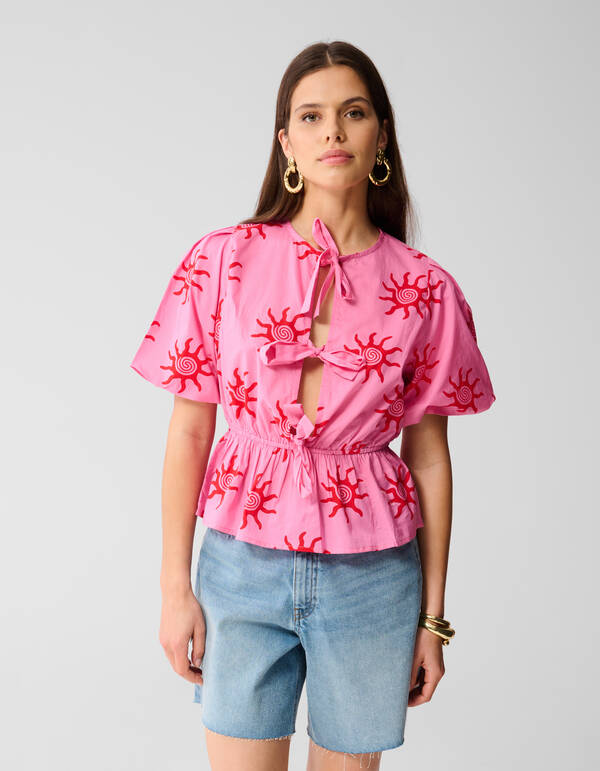Printed Strik Top Roze SHOEBY WOMEN