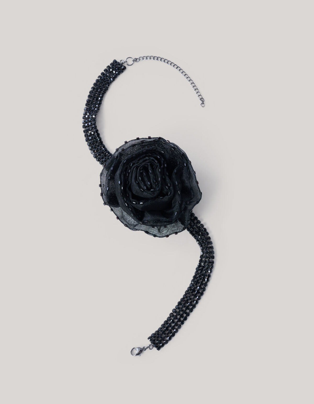 Strass Bloem Choker Zwart ACCESSOIRES SHOEBY