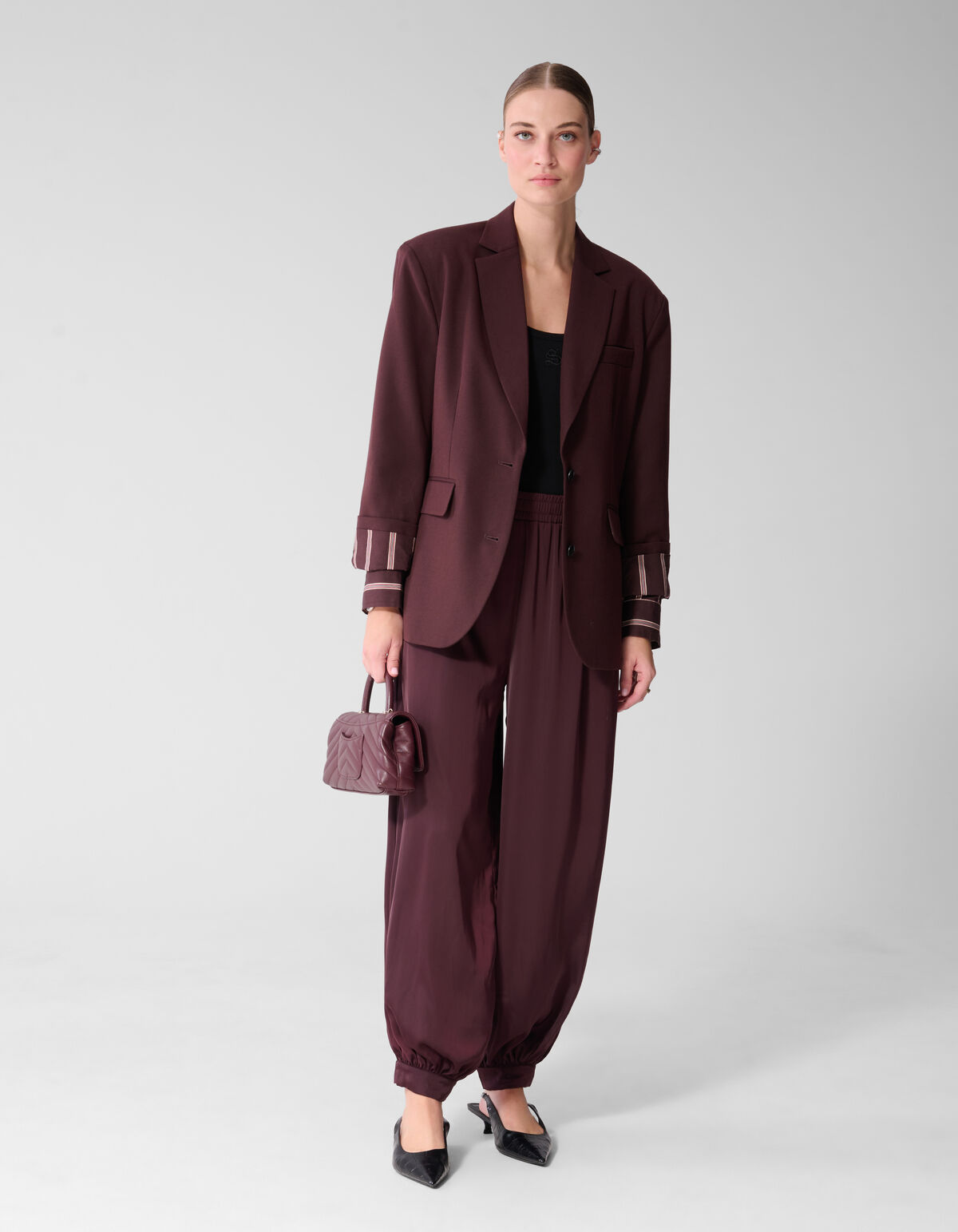 Satijnen Balloon Fit Broek Donkerrood By Mieke SHOEBY WOMEN