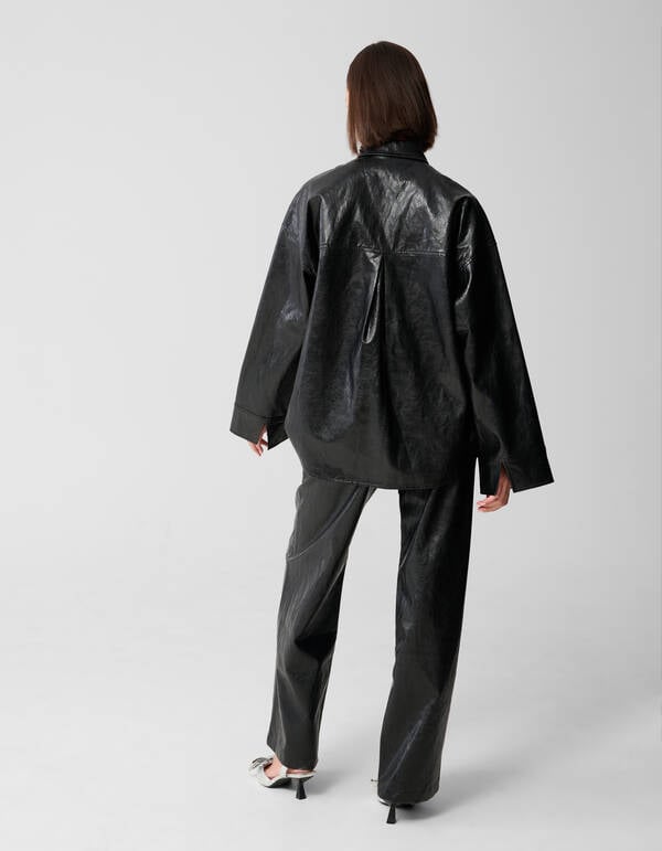 Vegan Leren Straight Fit Broek Zwart SHOEBY WOMEN