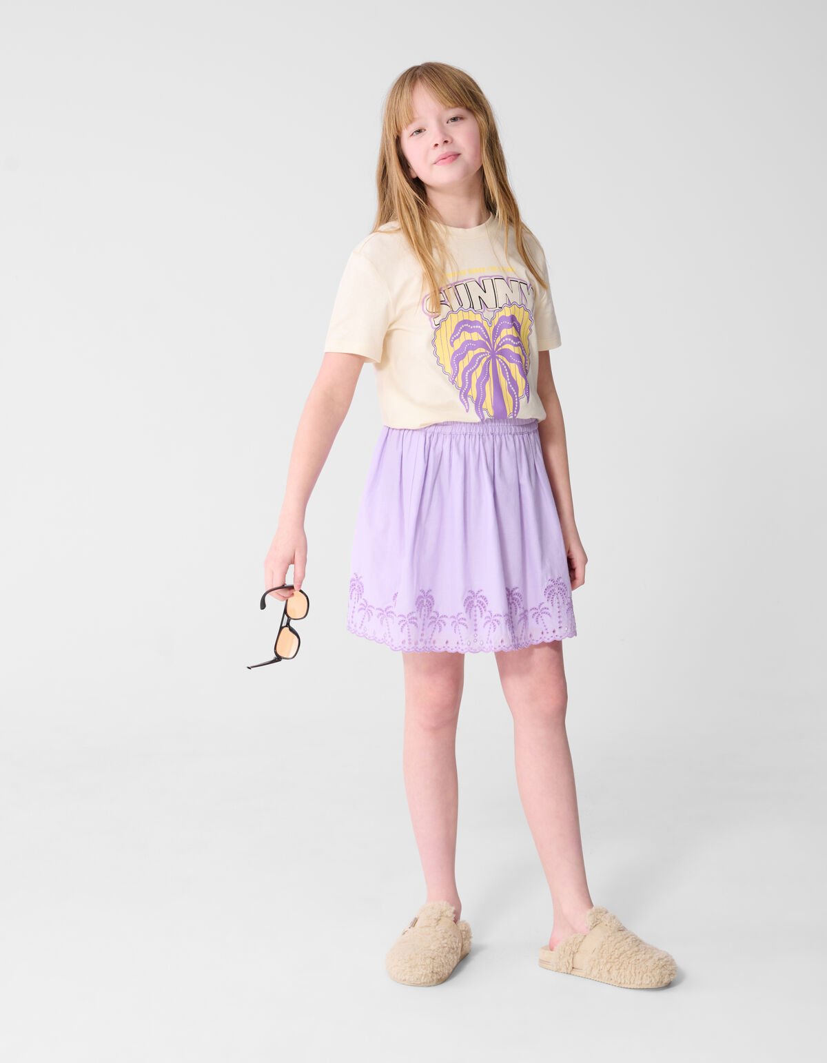 Sunny Palms Artwork T-shirt Gebroken Wit SHOEBY GIRLS