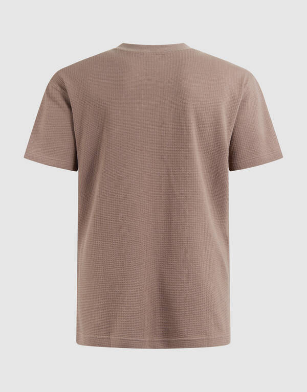 Waffle Structuur T-shirt Lichtbruin SHOEBY MEN
