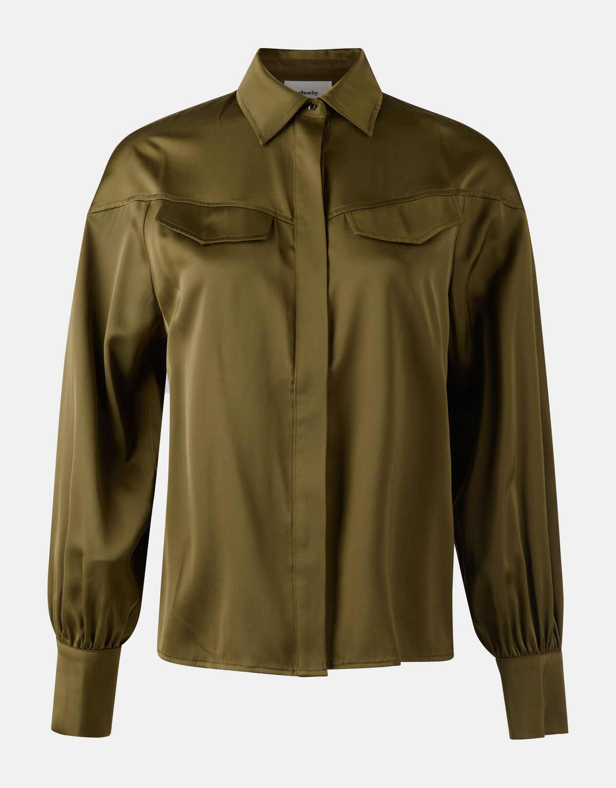 Satijnen Cargo Blouse Donkergroen SHOEBY WOMEN