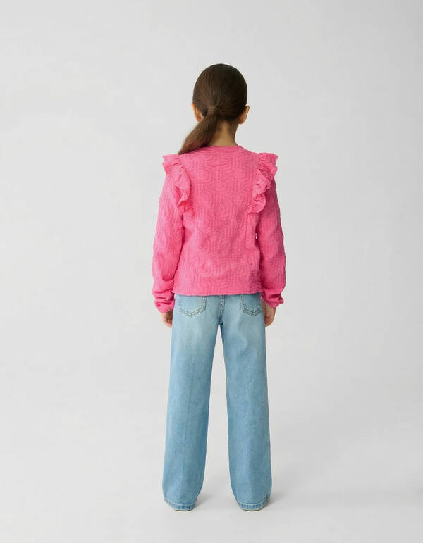 Ruffle Longsleeve Top Lichtroze SHOEBY GIRLS