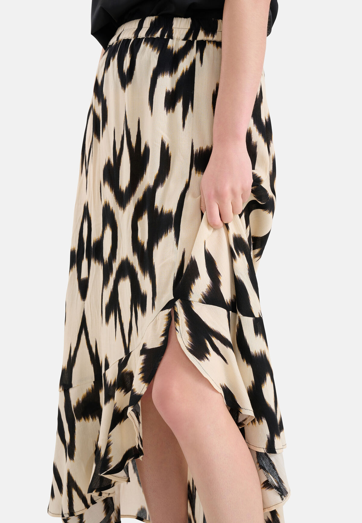 Crinkle Midi Rok Zwart/Gebroken Wit SHOEBY WOMEN