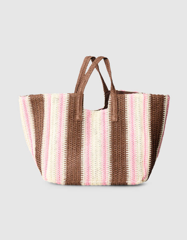 Gebreide Strandshopper Roze/Bruin SHOEBY ACCESSOIRES