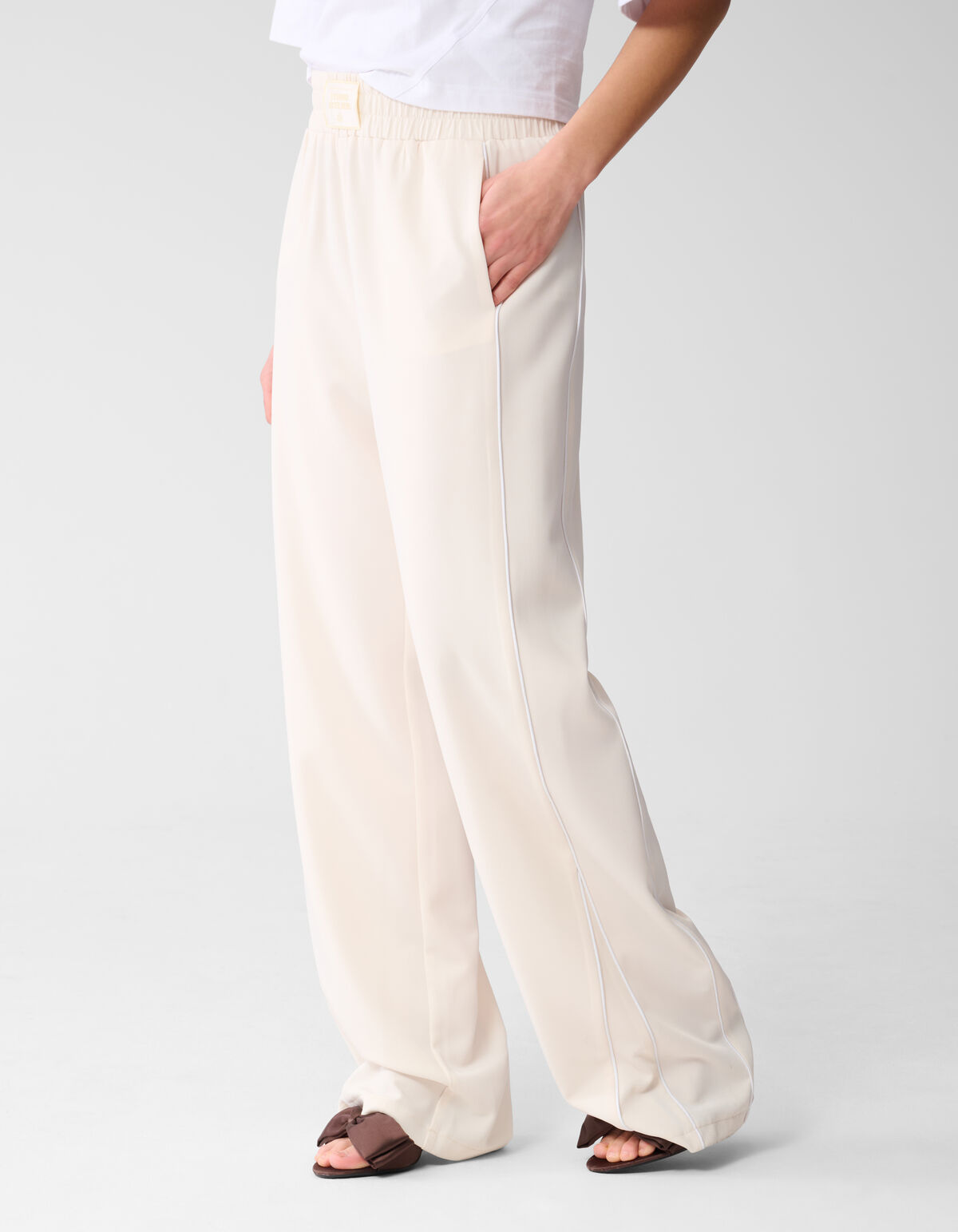 Sporty Wide Leg Broek Gebroken Wit SHOEBY WOMEN