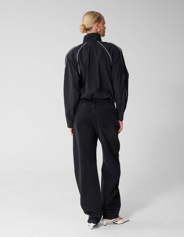 Relaxed Fit Piping Blouse Zwart SHOEBY WOMEN