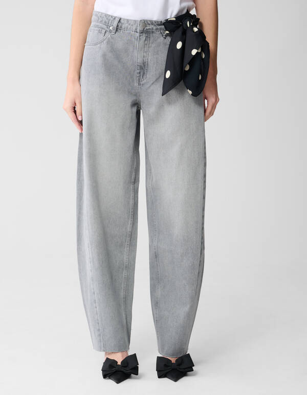 Curved Barrel Fit Jeans Lichtgrijs SHOEBY WOMEN