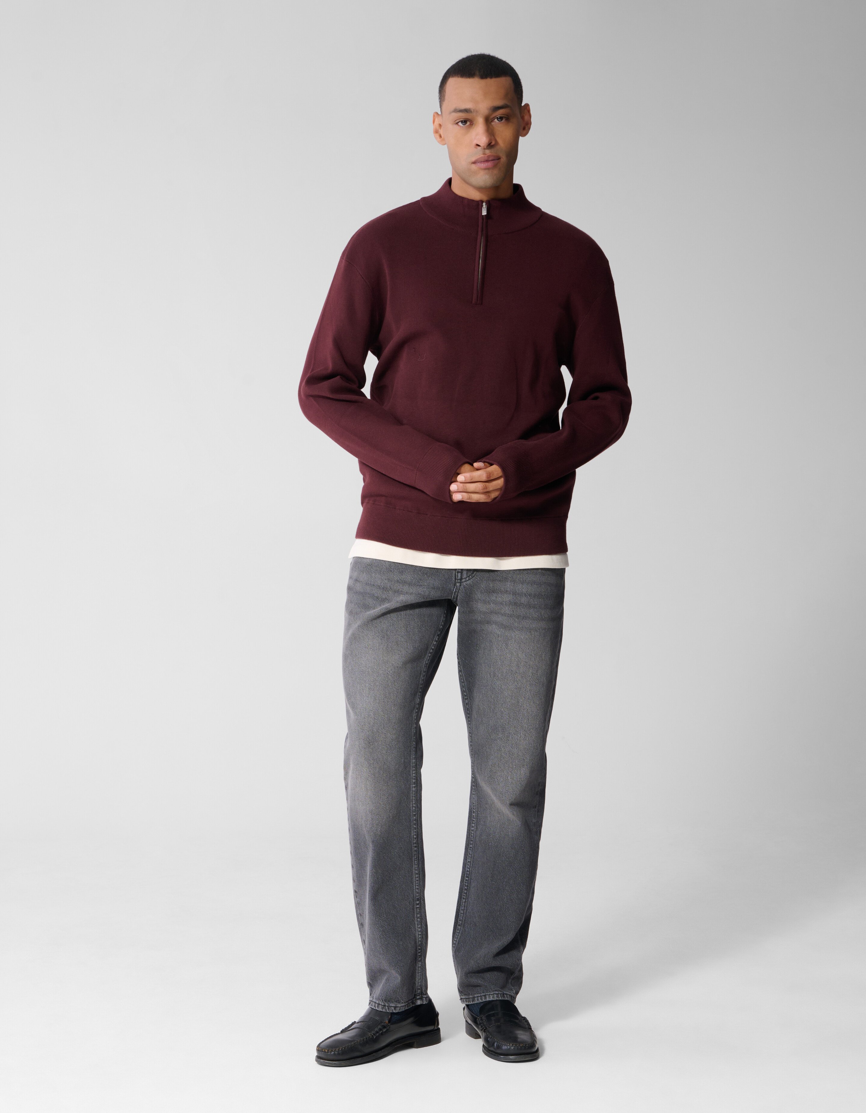 Turtle Half Zip Trui Donkerrood SHOEBY MEN