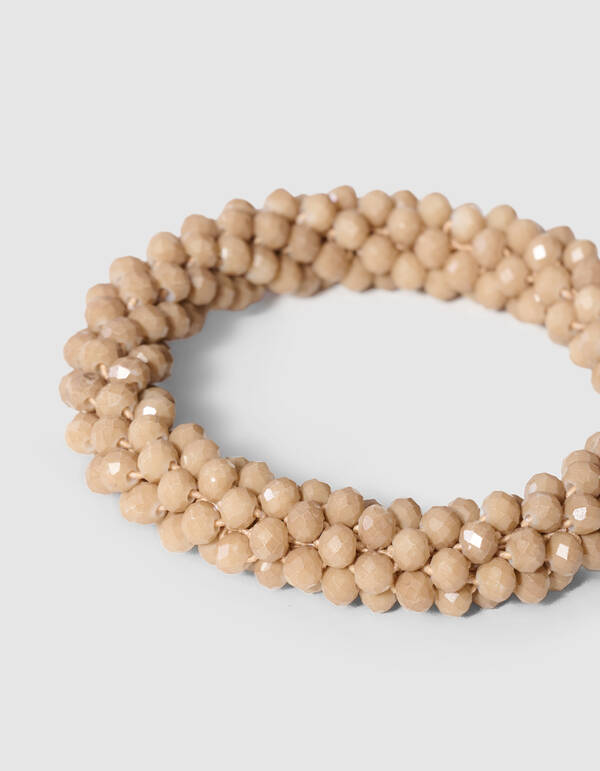 Beaded Haarelastiek Beige SHOEBY ACCESSOIRES