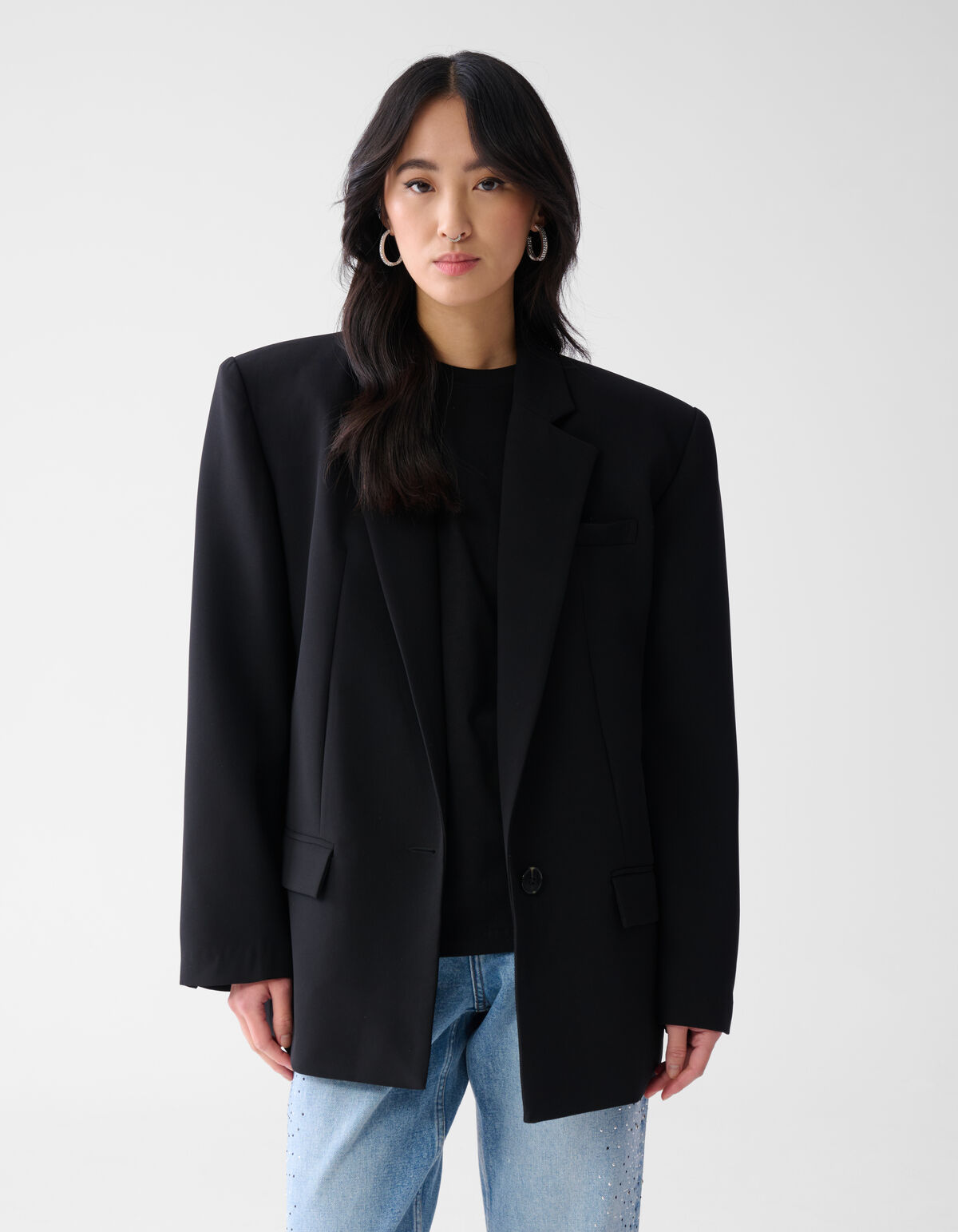 Tapered Fit Blazer Zwart SHOEBY WOMEN