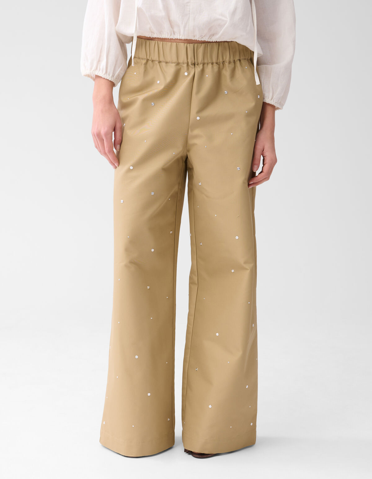 Studs Wide Leg Broek Zand SHOEBY WOMEN