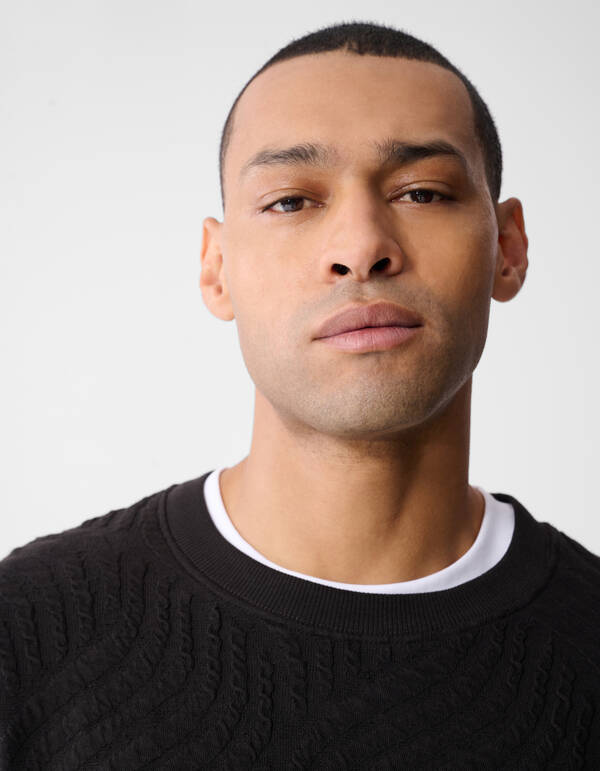 Wave Structuur Sweater Donkerbruin SHOEBY MEN