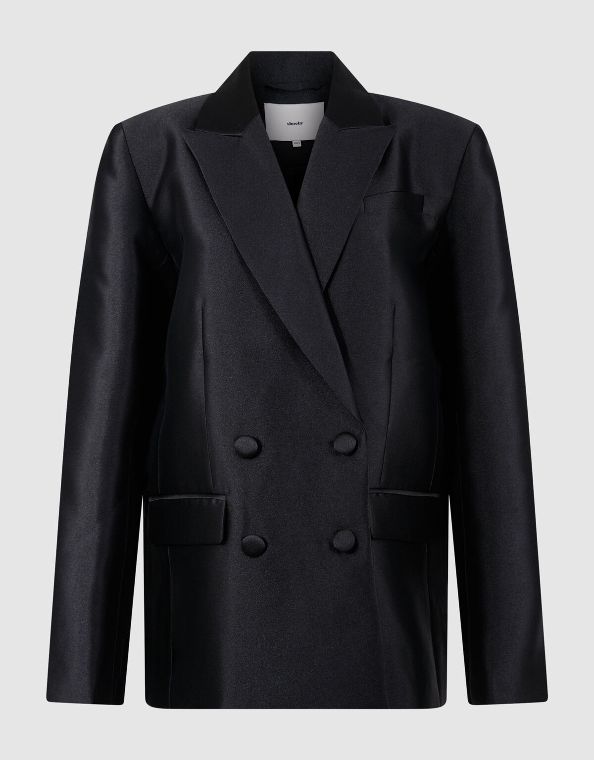 Oversized Satijn Twill Blazer Zwart SHOEBY WOMEN