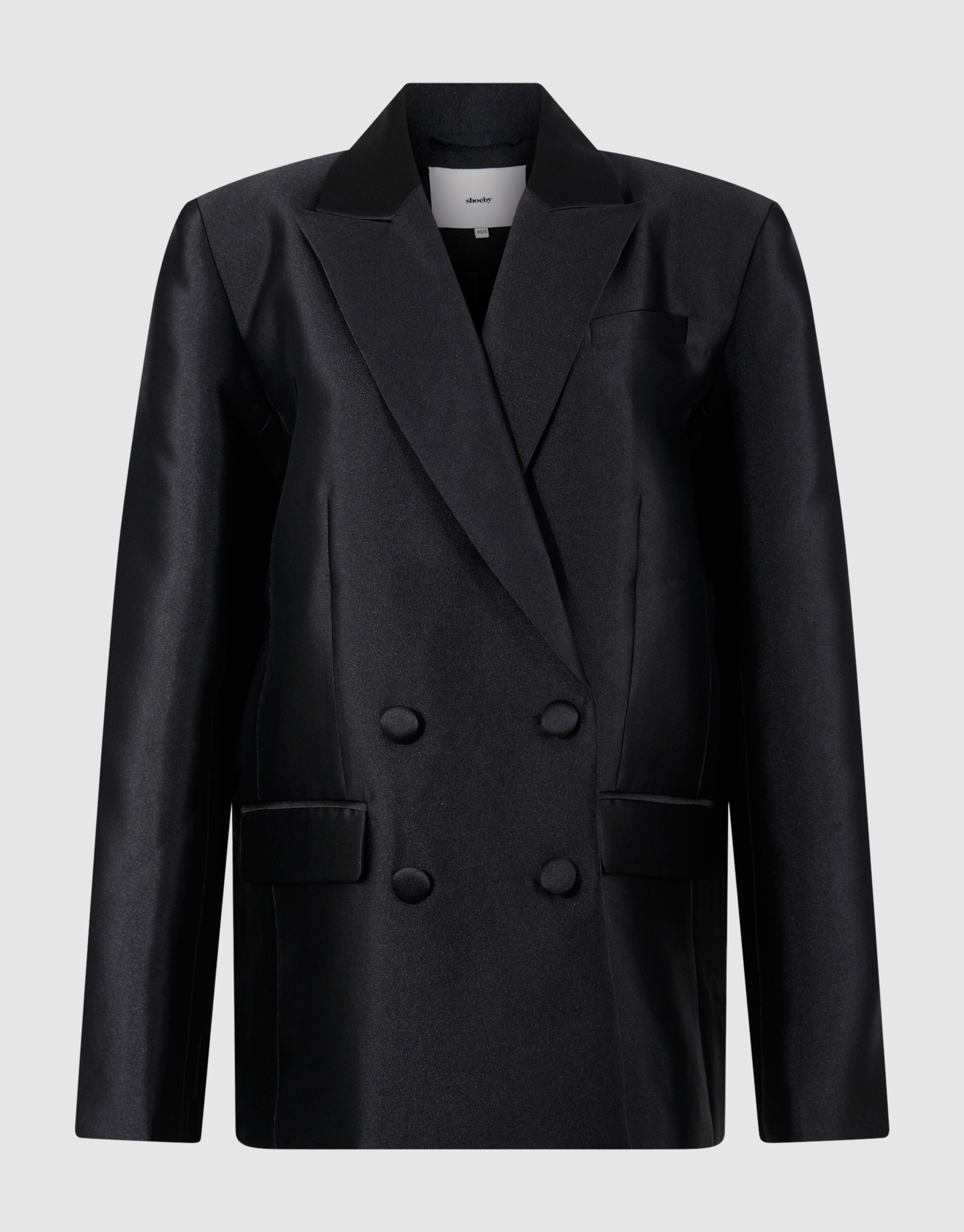 Oversized Satijn Twill Blazer Zwart SHOEBY WOMEN