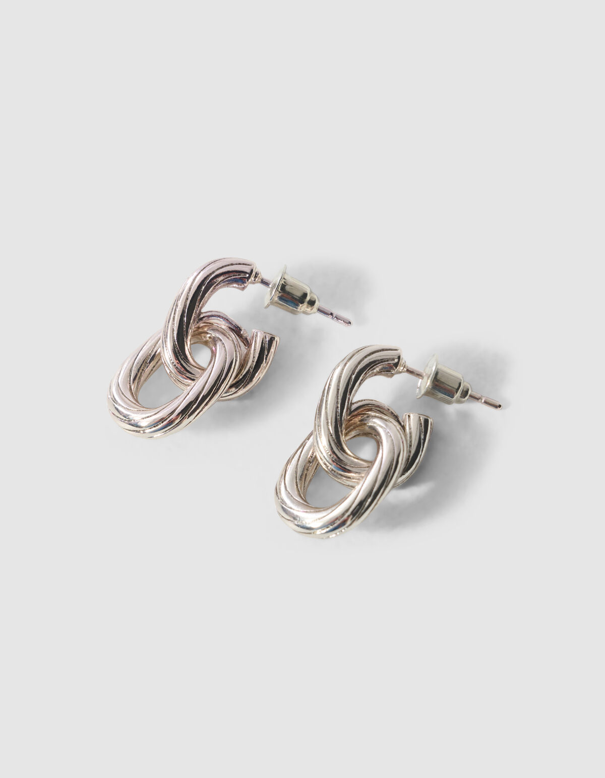 Small Double Oval Oorbellen Zilver SHOEBY ACCESSOIRES