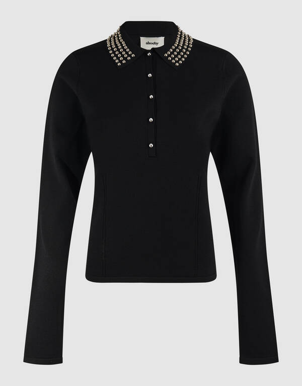 Strass Knit Polo Zwart SHOEBY WOMEN