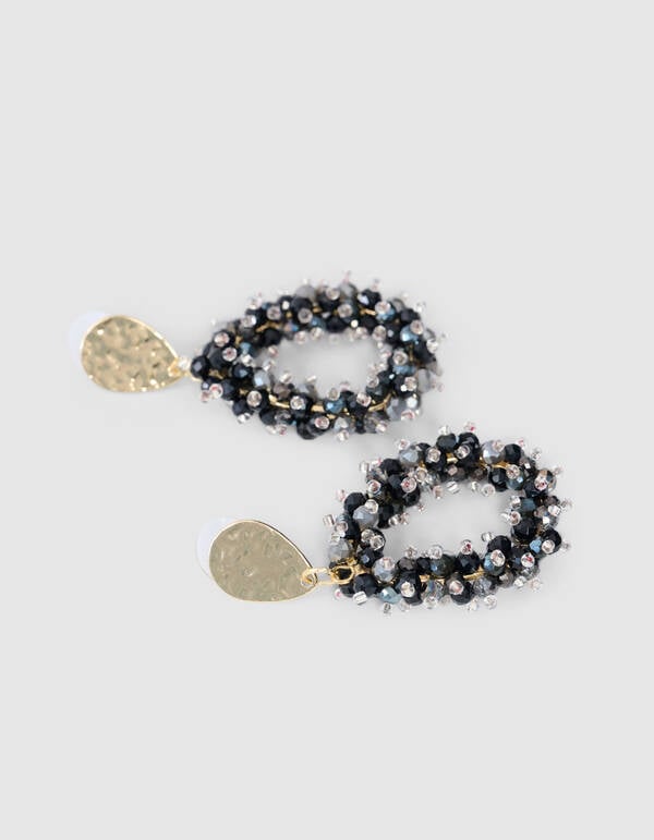 Beaded Druppel Oorbellen Zwart SHOEBY ACCESSOIRES