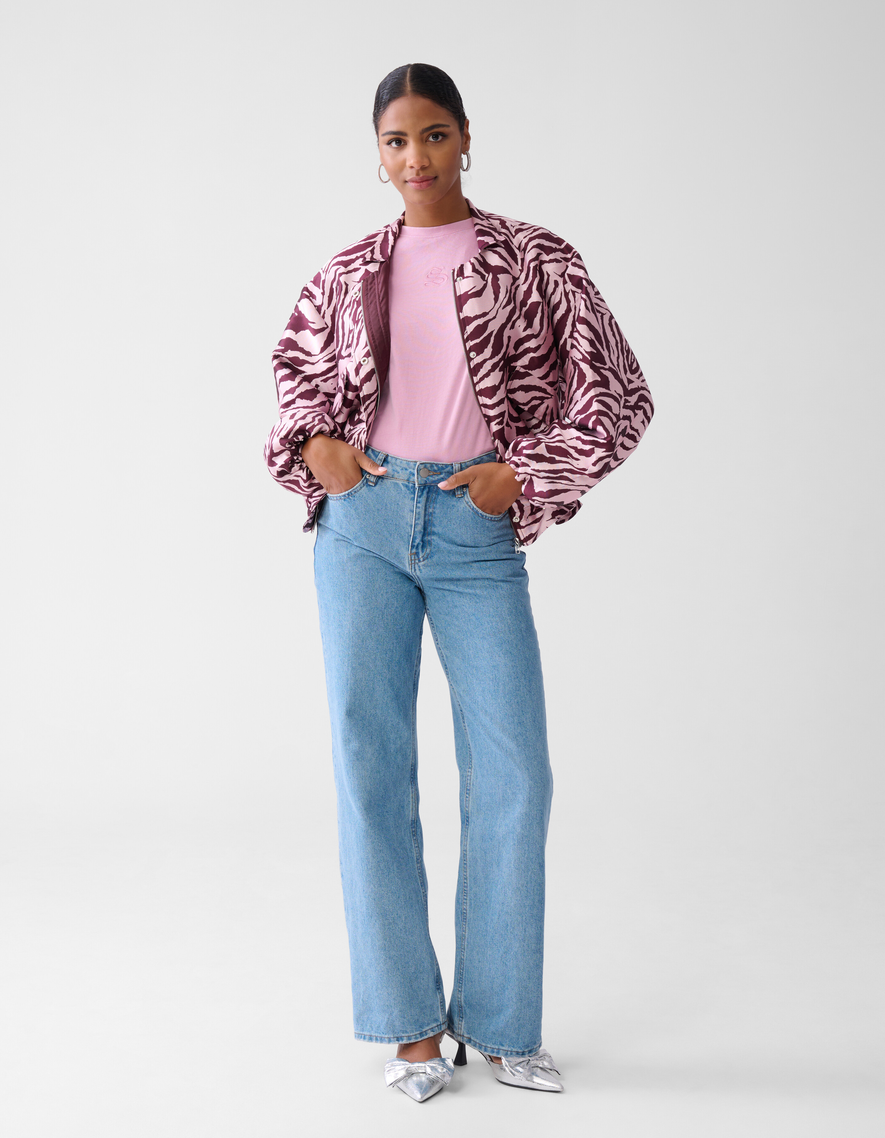 Printed Bomber Donkerrood SHOEBY WOMEN