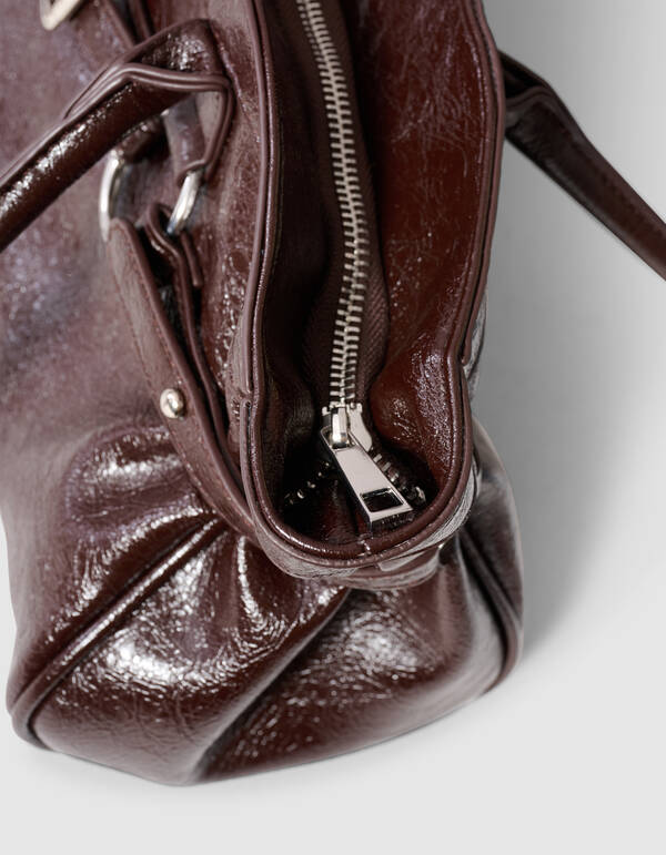 Shiny Baguette Tas Donkerbruin SHOEBY ACCESSOIRES