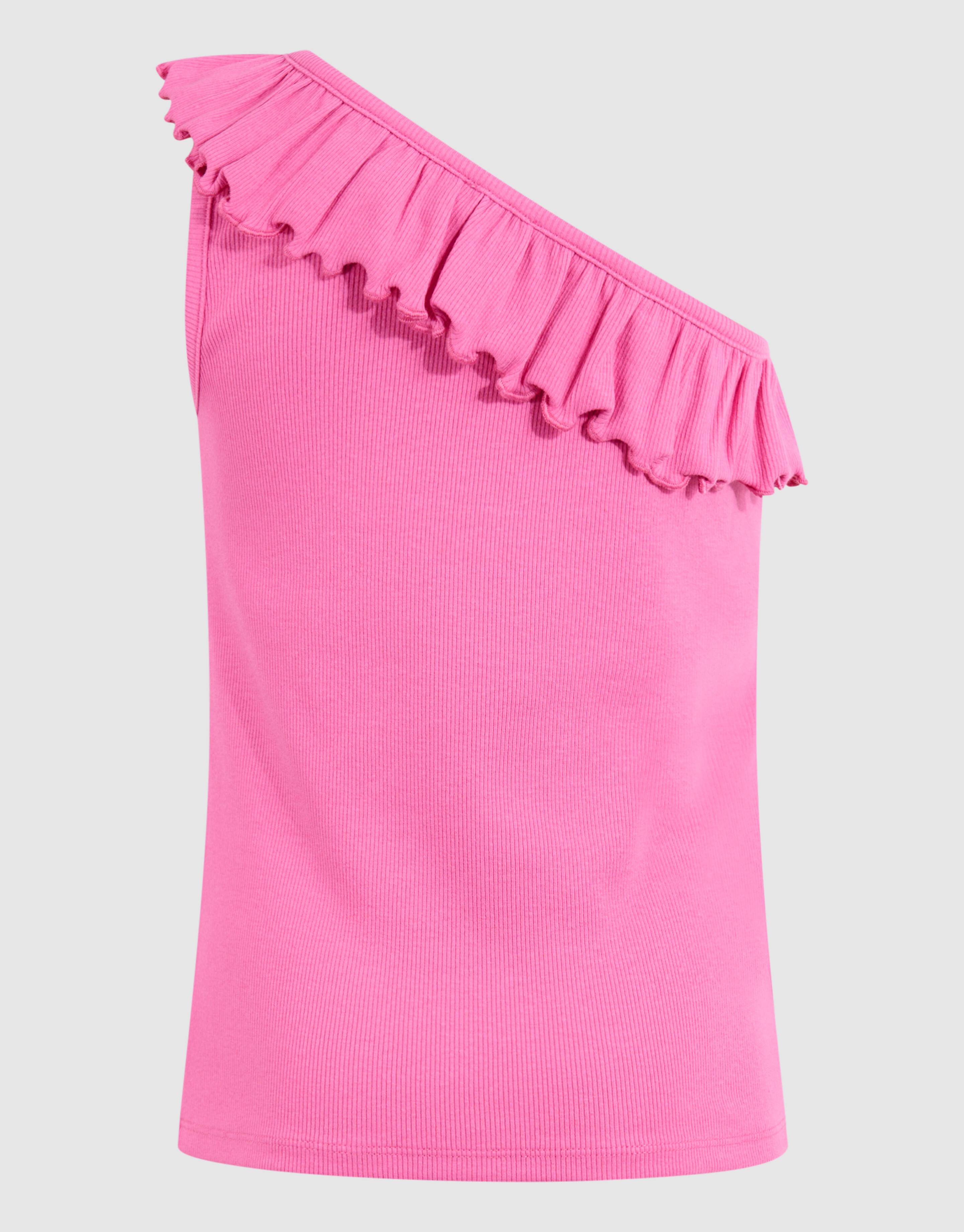 One Shoulder Rib Top Roze SHOEBY GIRLS