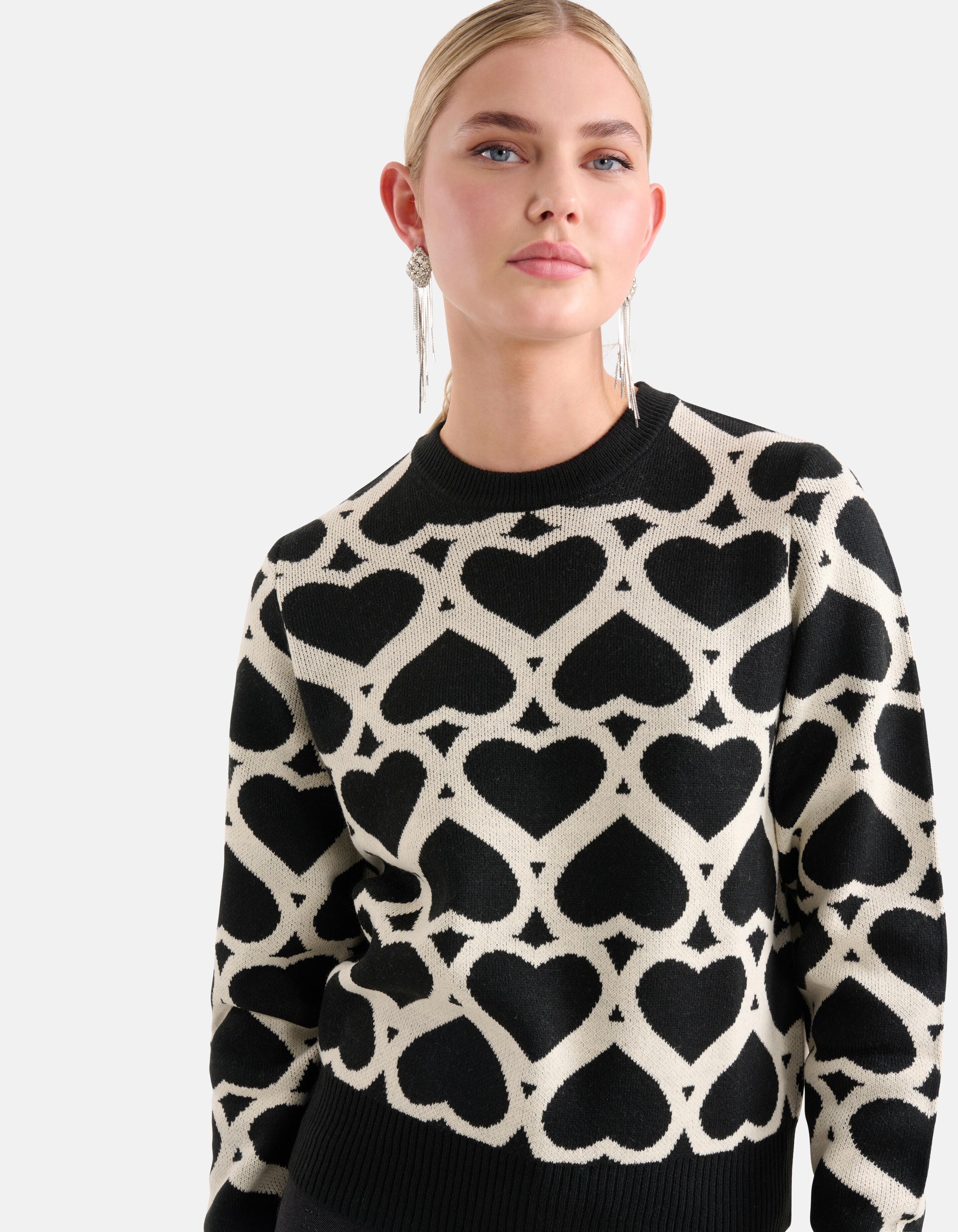 Printed Jacquard Trui Zwart SHOEBY WOMEN