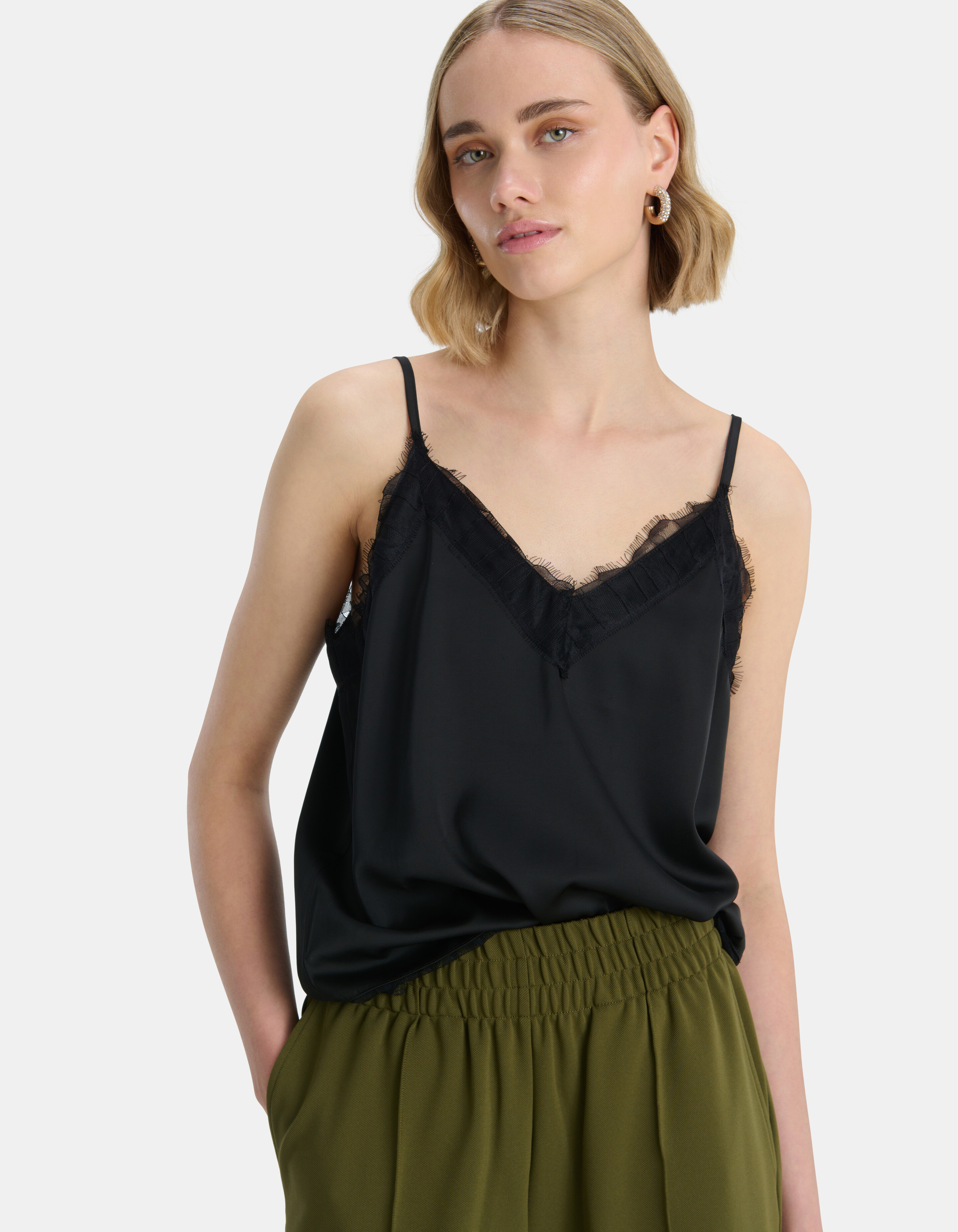 Basis Wide Leg Broek Donkergroen SHOEBY WOMEN