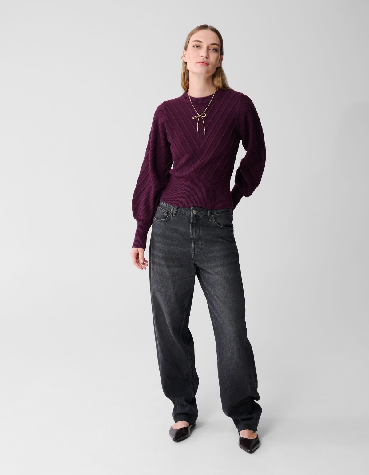 Glitter Gebreide Trui Donkerrood SHOEBY WOMEN