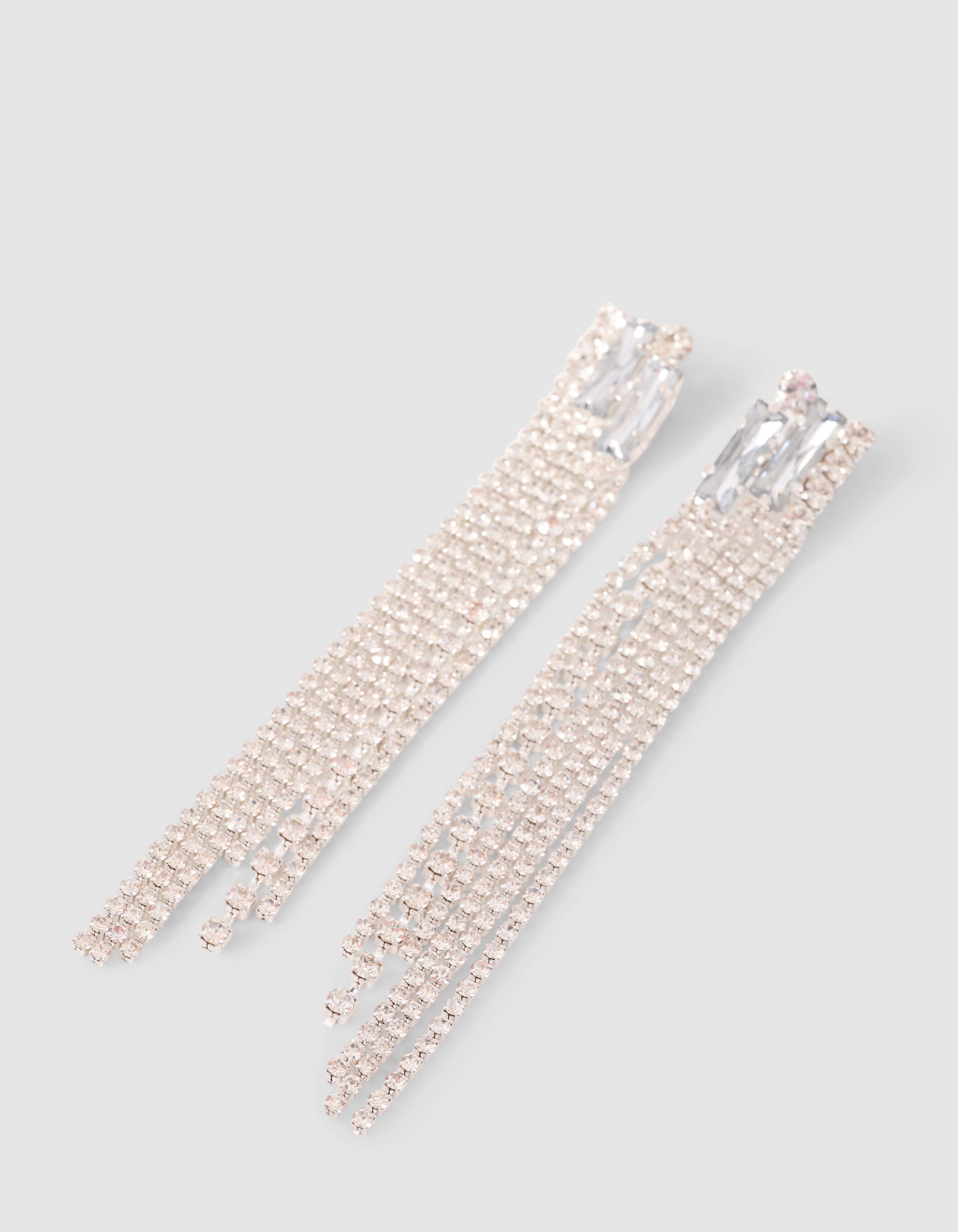 Long Strass Oorbellen Zilver SHOEBY ACCESSOIRES