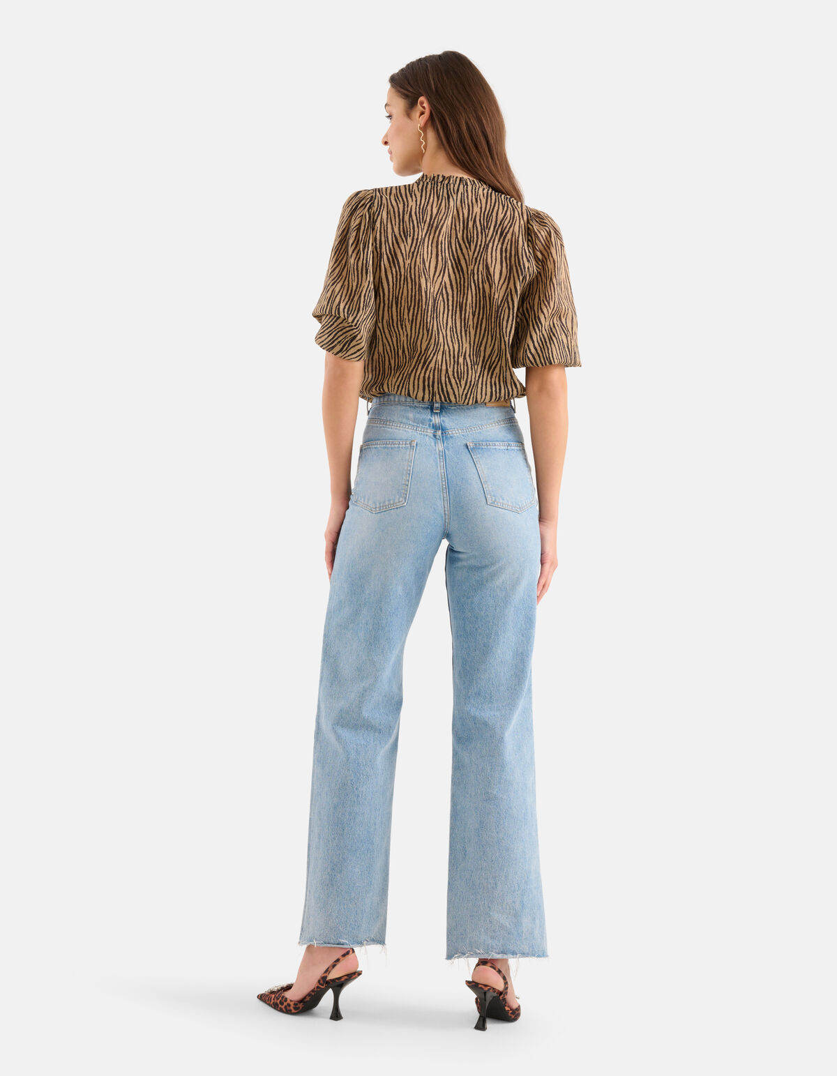 Zebra Voile Blouse Bruin SHOEBY WOMEN