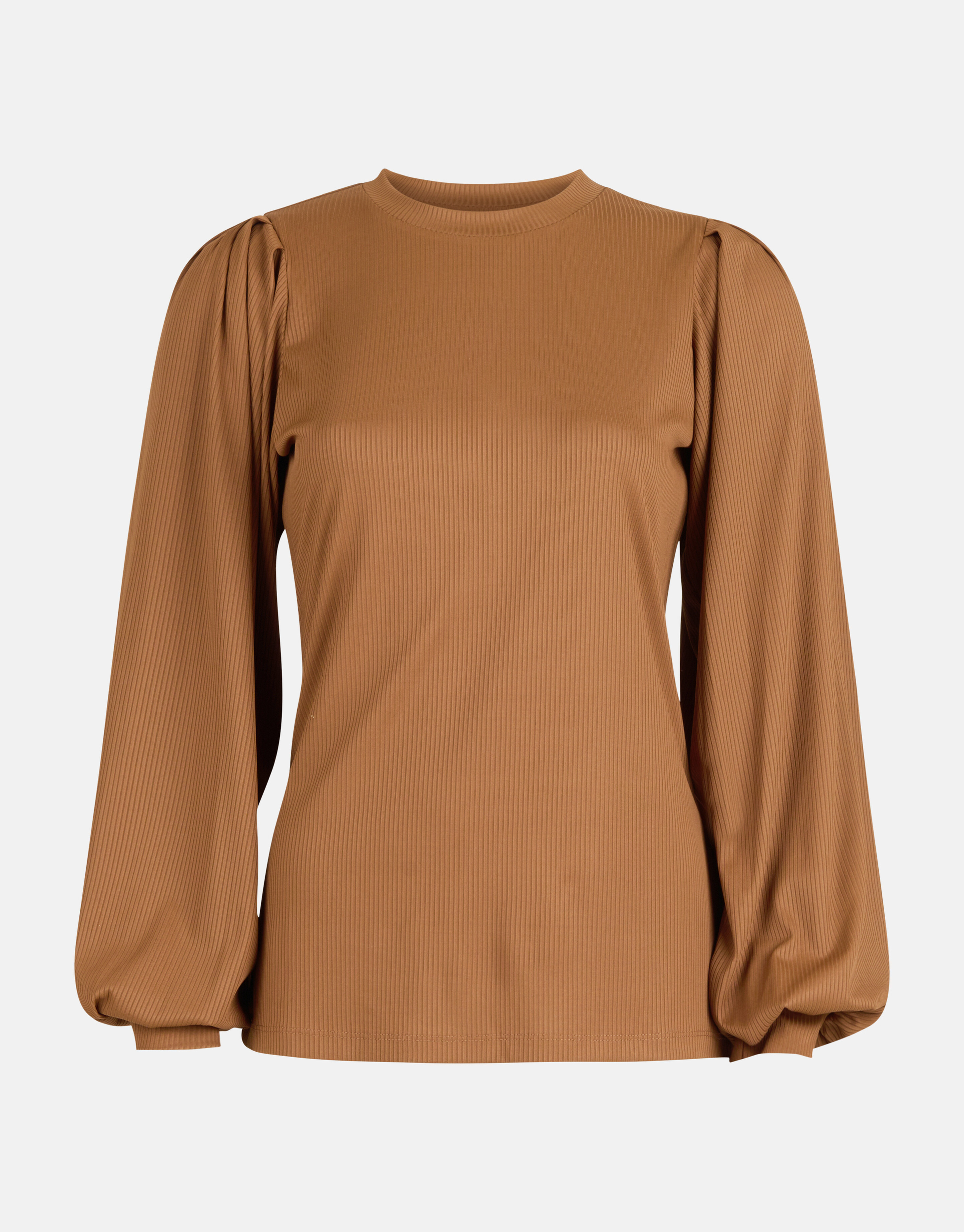 Rib Jersey Lange Mouwen T-shirt Bruin SHOEBY WOMEN
