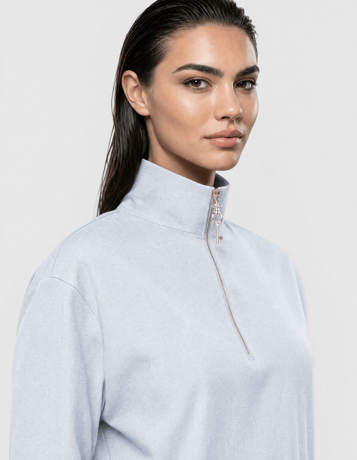 Fancy Button Blouse Lichtgrijs SHOEBY WOMEN