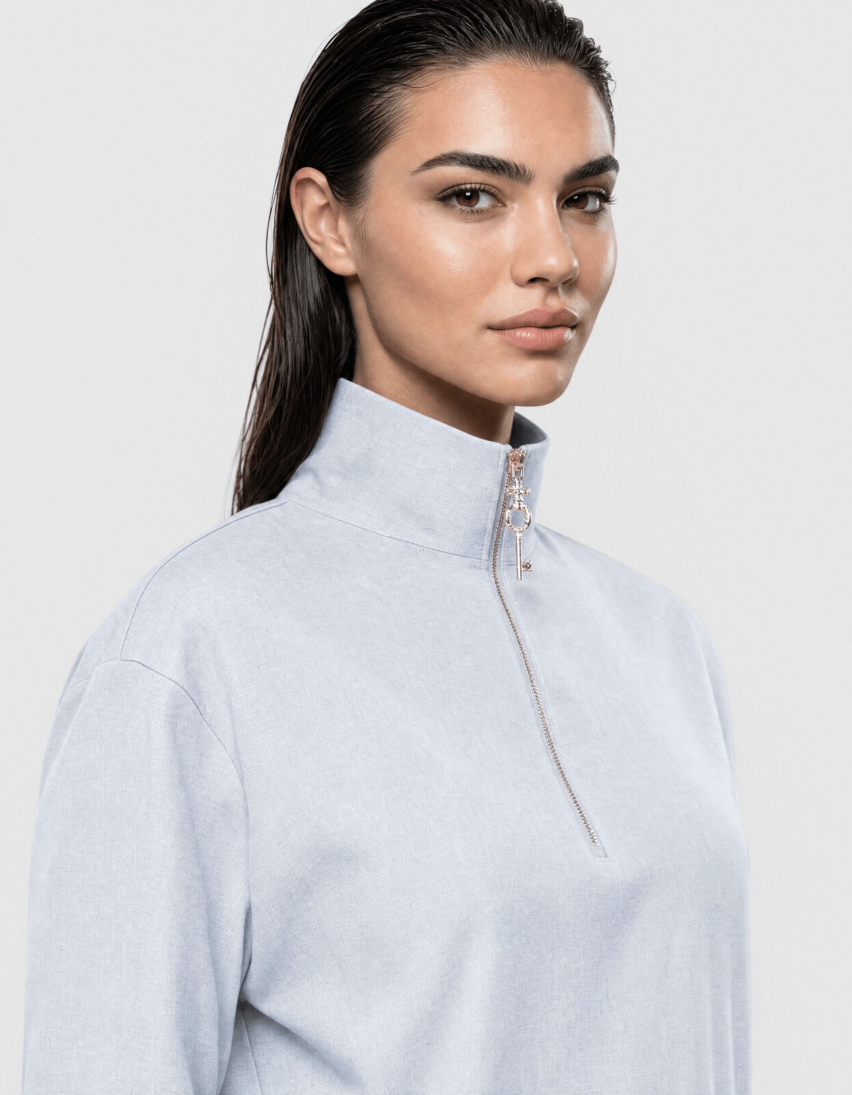Fancy Button Blouse Lichtgrijs SHOEBY WOMEN