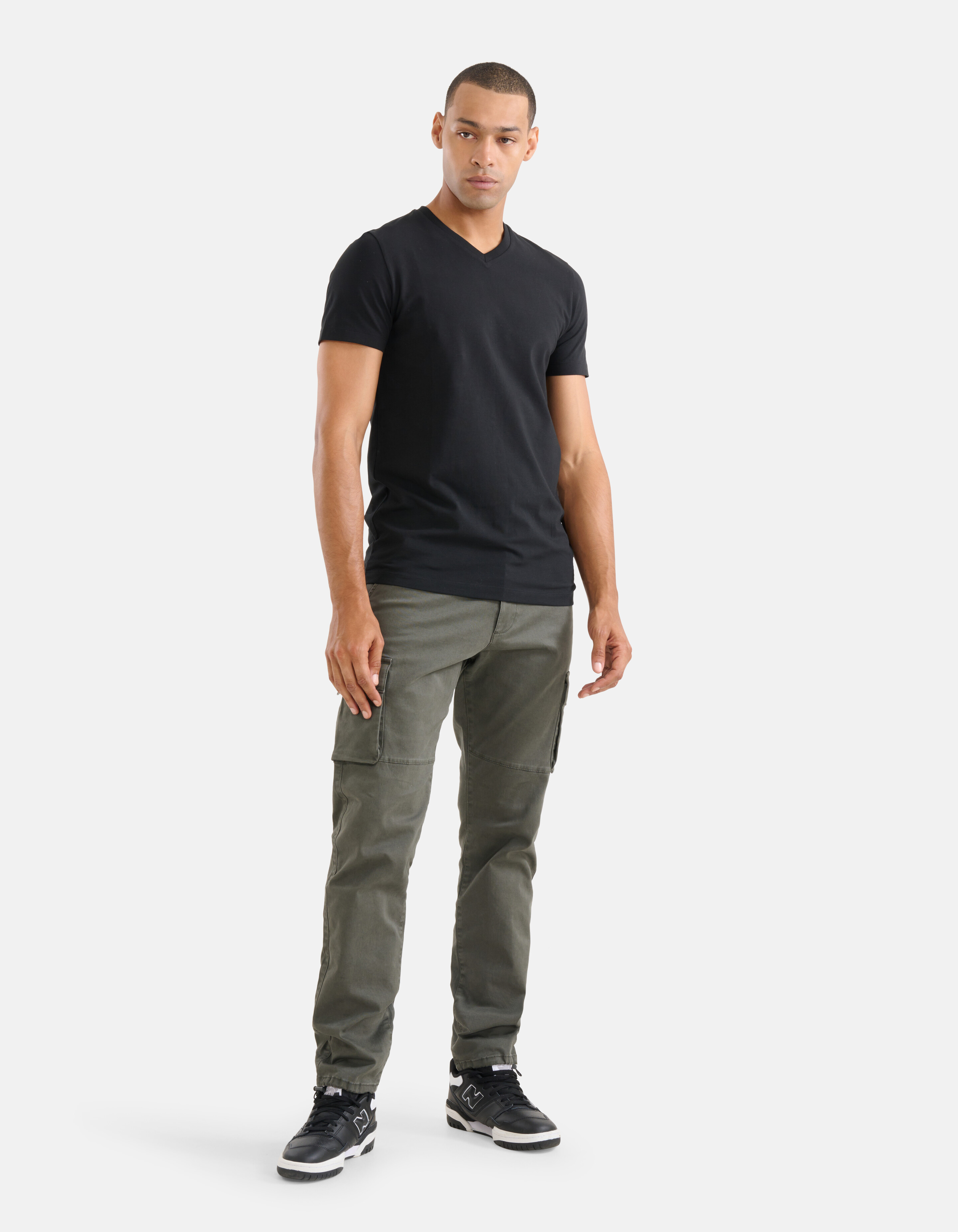 Basis V-hals T-shirt Zwart Refill