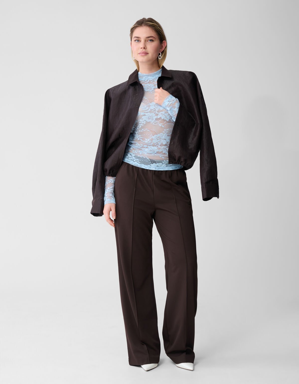 Flower Kanten Top Lichtblauw SHOEBY WOMEN