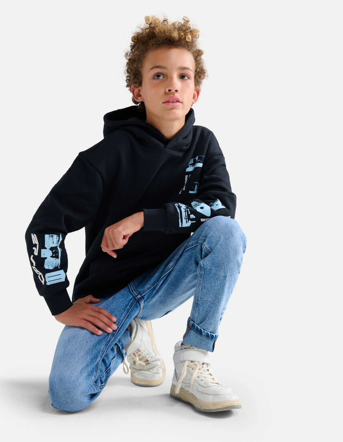Printed Hoodie Zwart SHOEBY BOYS